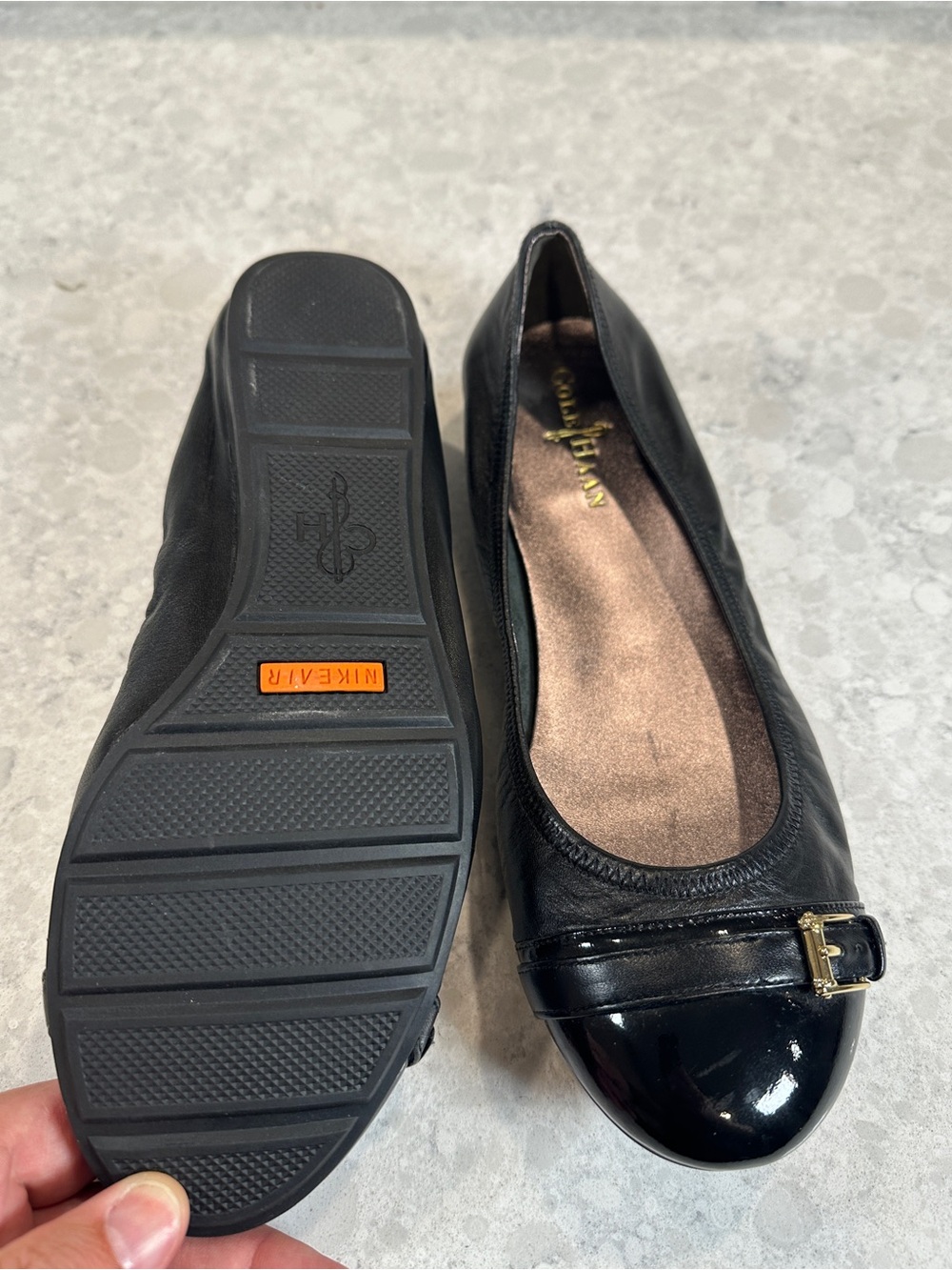 Cole Haan Black Leather Slip-On Ballet Flats - Picture 4 of 4